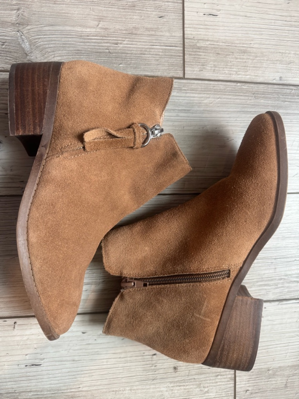 Steve Madden Tan Suede Side-Zip Ankle Booties